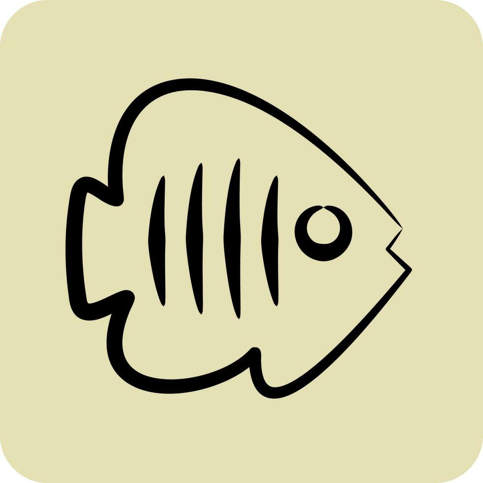 Icon Tropical Fish. suitable for seafood symbol. hand drawn style. simple design editable. design template vector