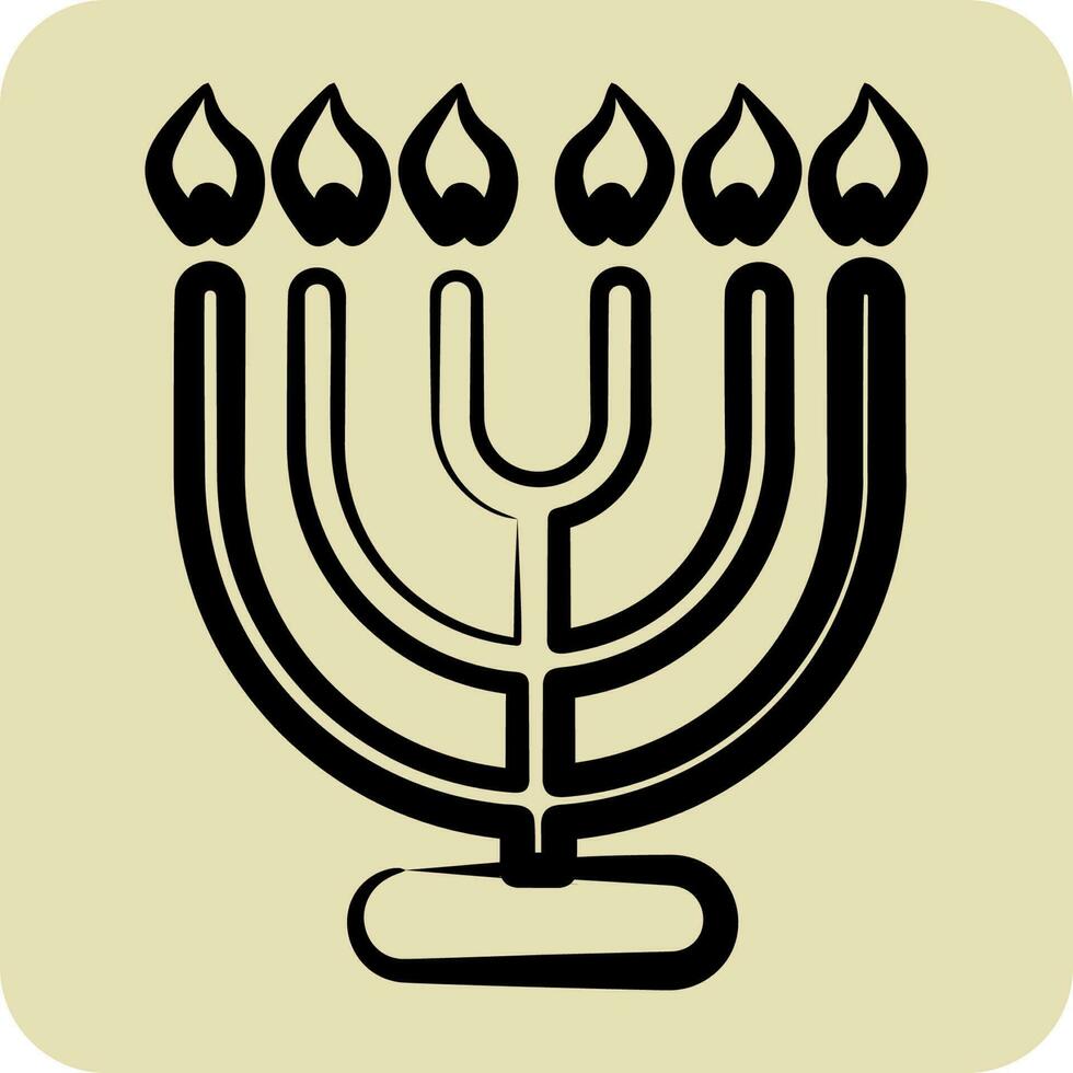 Icon Menorah. suitable for House symbol. hand drawn style. simple design editable. design template vector