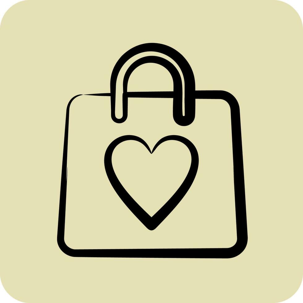 Icon Gift Bag. suitable for Kids symbol. hand drawn style. simple design editable. design template vector