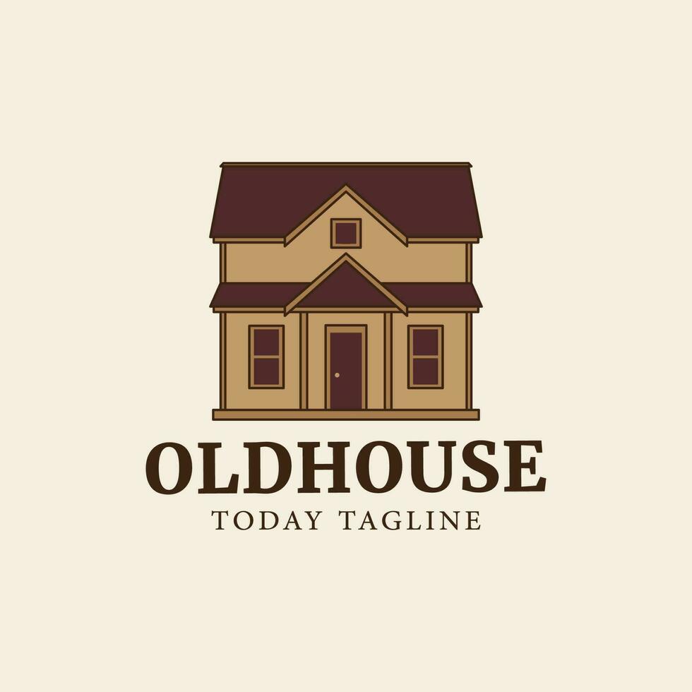 old house building village vintage logo vector icon illustration design