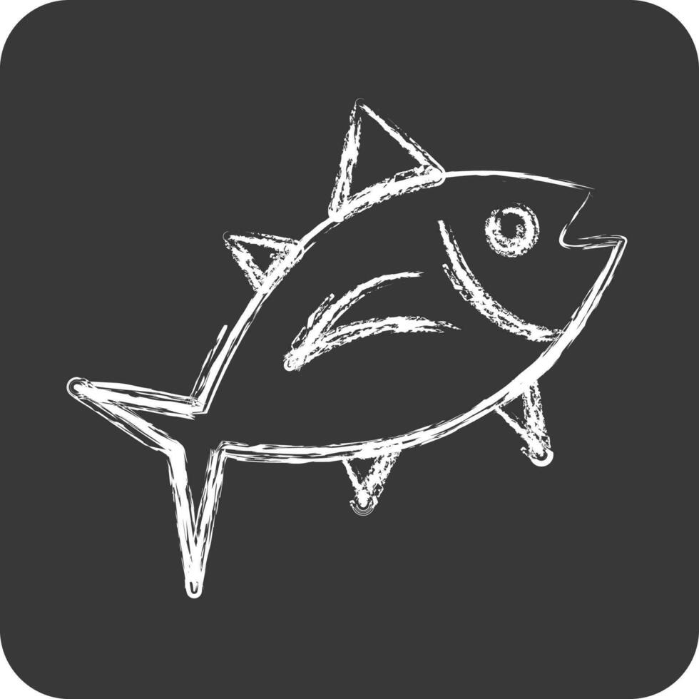 Icon Tuna. suitable for seafood symbol. chalk Style. simple design editable. design template vector