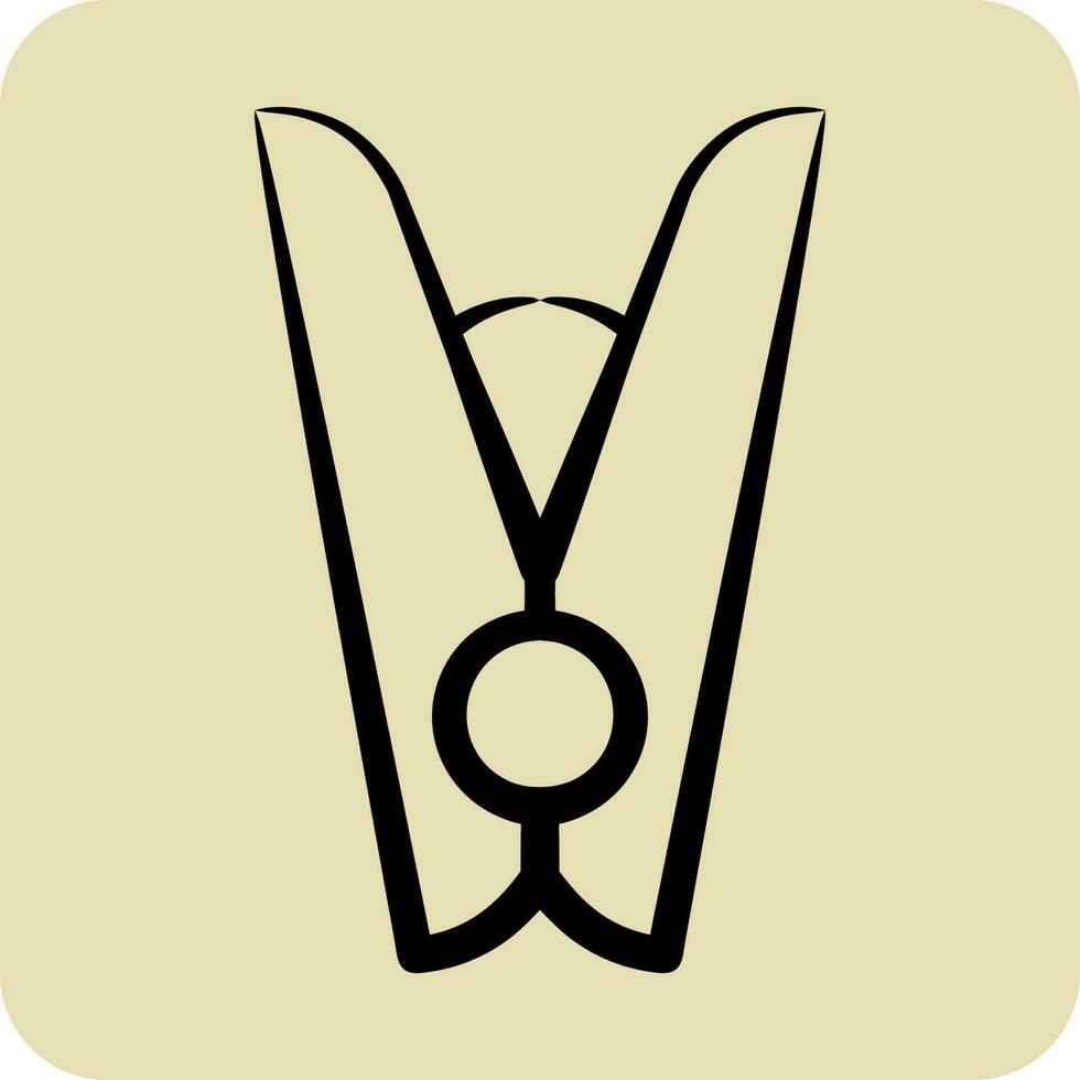Icon Clothespin. related to Laundry symbol. hand drawn style. simple design editable. simple illustration vector