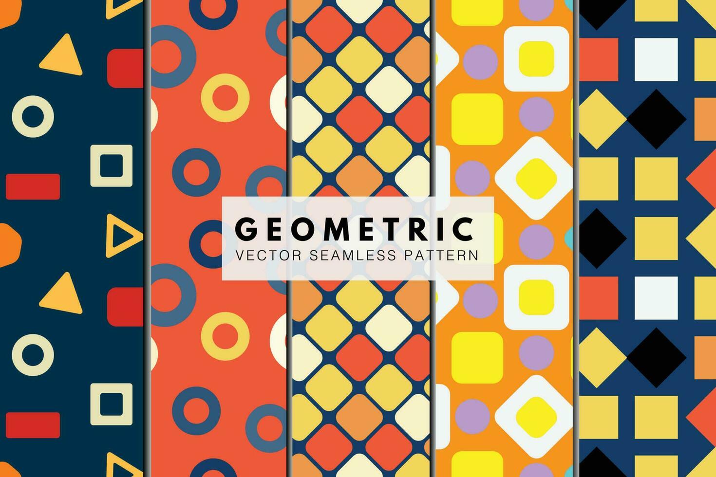 Pattern collection of geometric shapes seamless repeating pattern vector