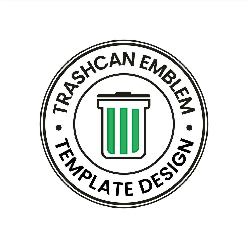 Garbage can logo stamp template. This design uses green and nature themes. Suitable for recycling, reduction, symbol, icon vector