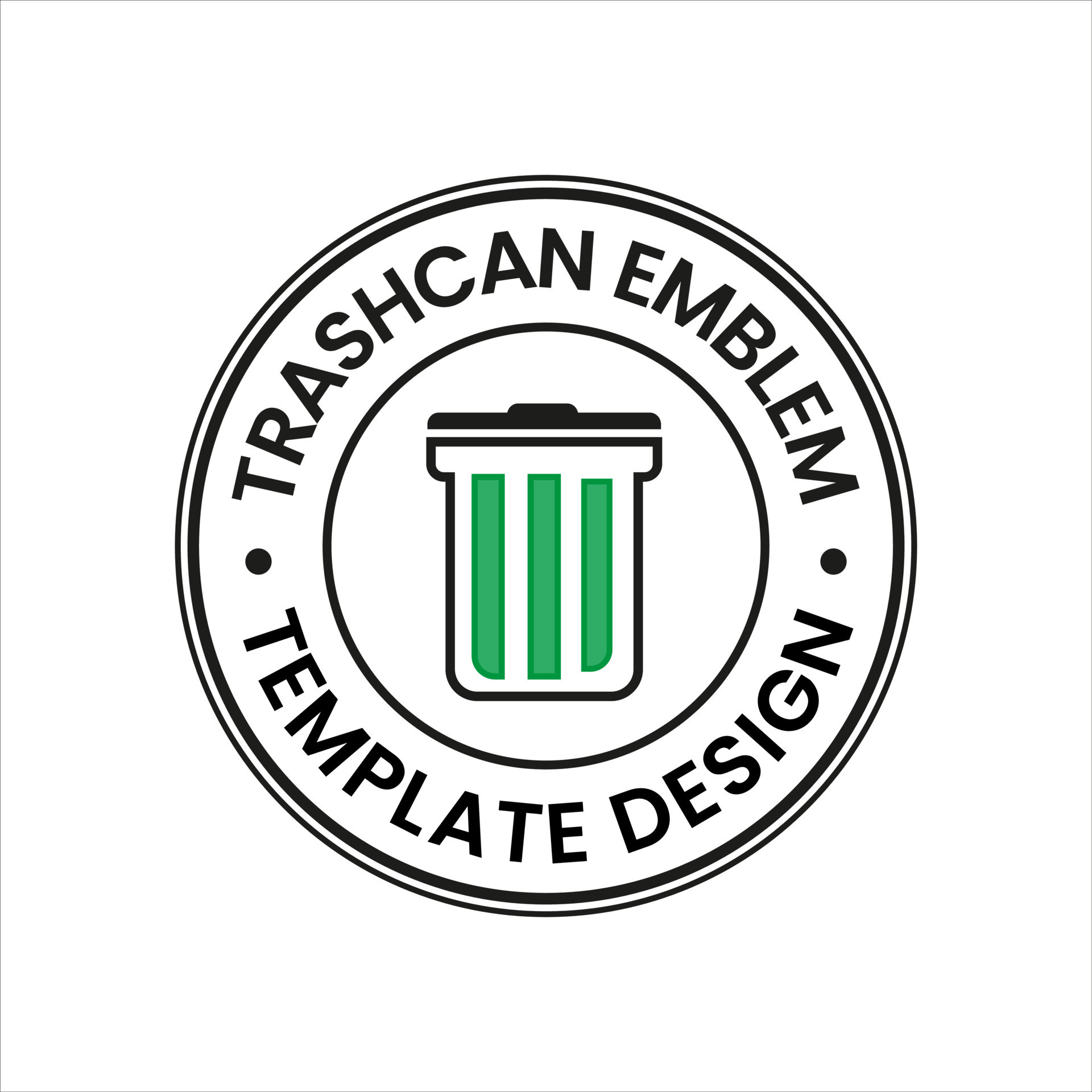 Garbage can logo stamp template. This design uses green and nature