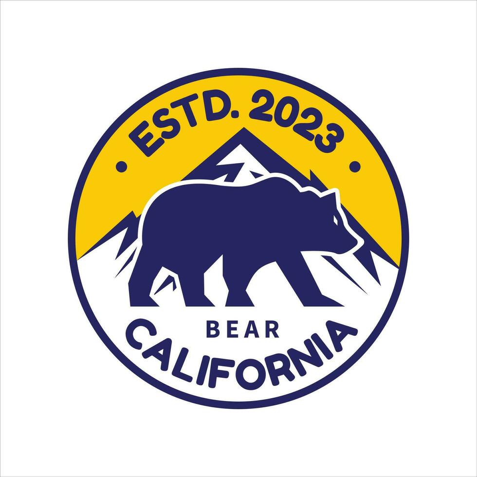 Vintage California mountain bear badge, sticker, label logo design vector