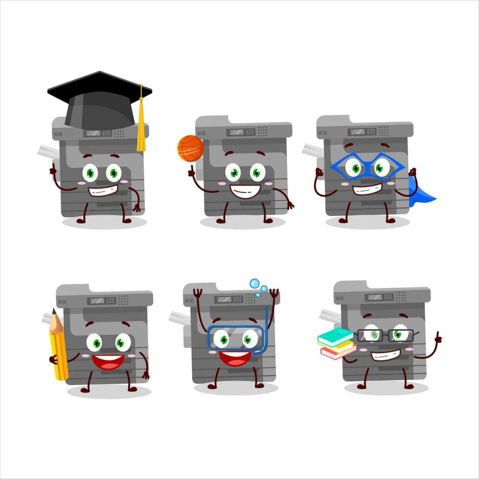 School student of office copier cartoon character with various expressions vector