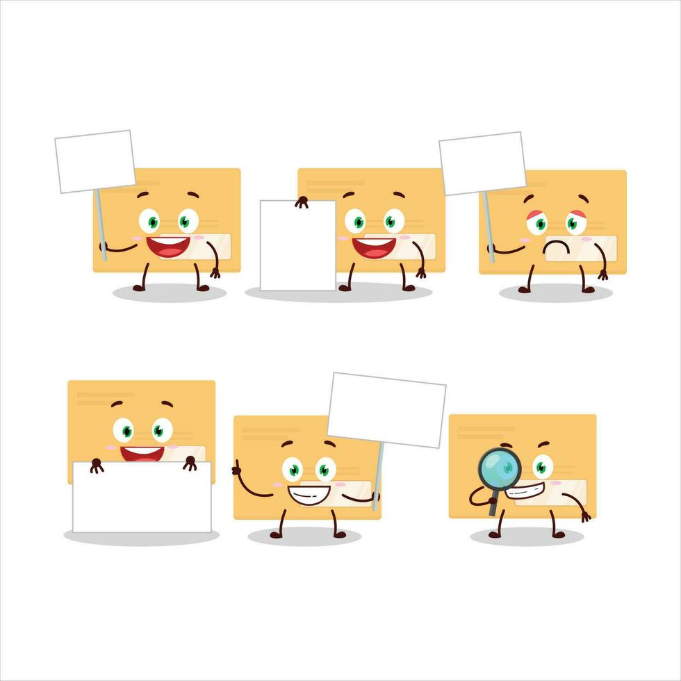 Brown rectangle envelope cartoon character bring information board vector