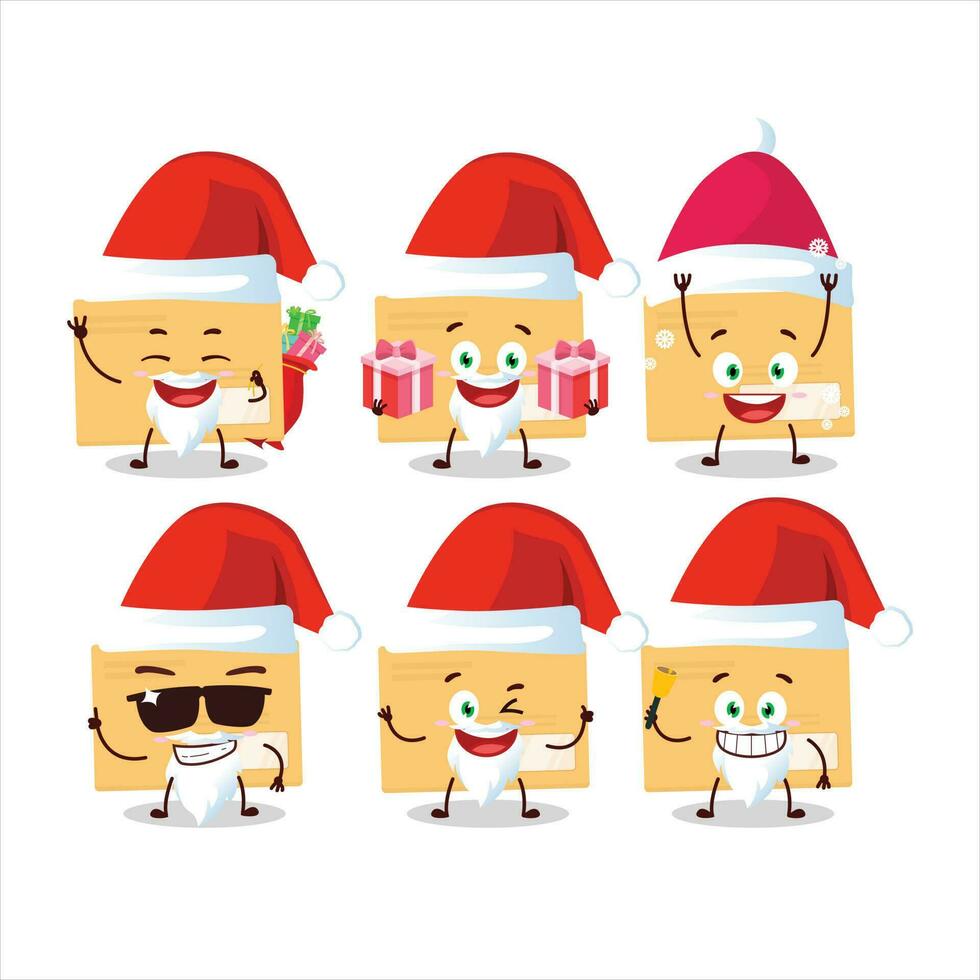 Santa Claus emoticons with brown rectangle envelope cartoon character vector