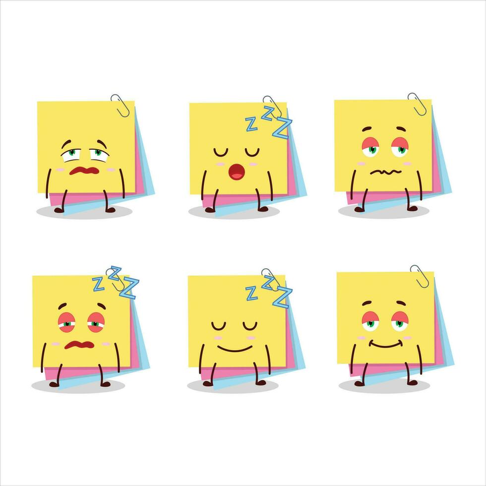 Cartoon character of sticky notes paper with sleepy expression vector