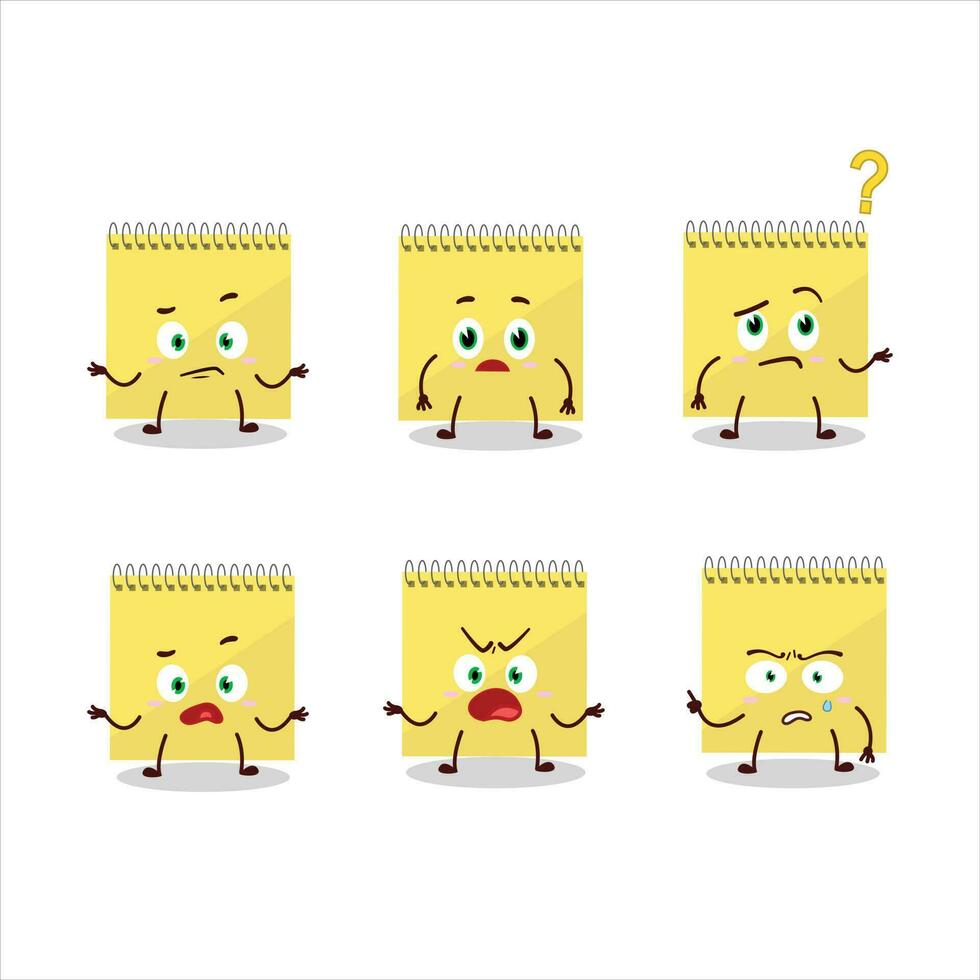 Cartoon character of spiral square yellow notebookswith what expression vector