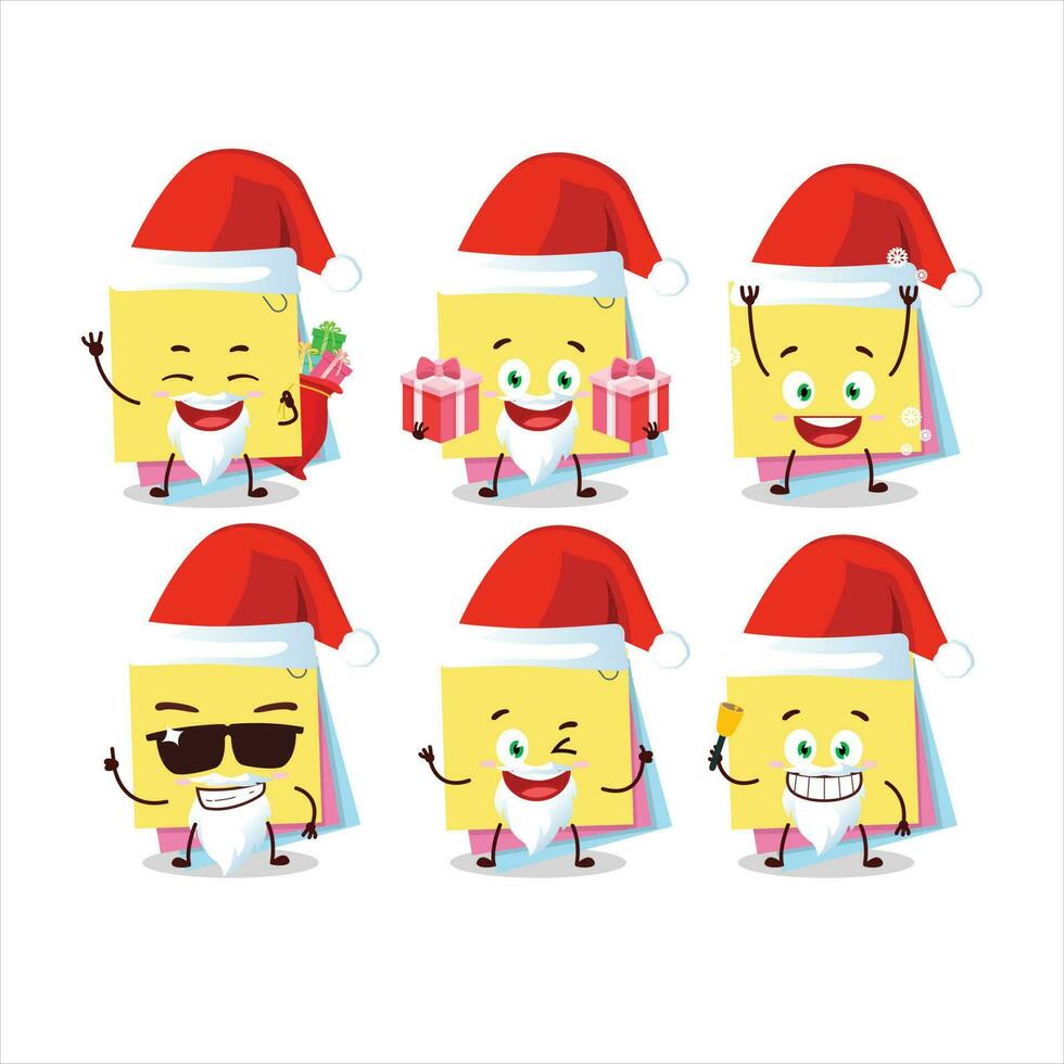 Santa Claus emoticons with sticky notes paper cartoon character vector