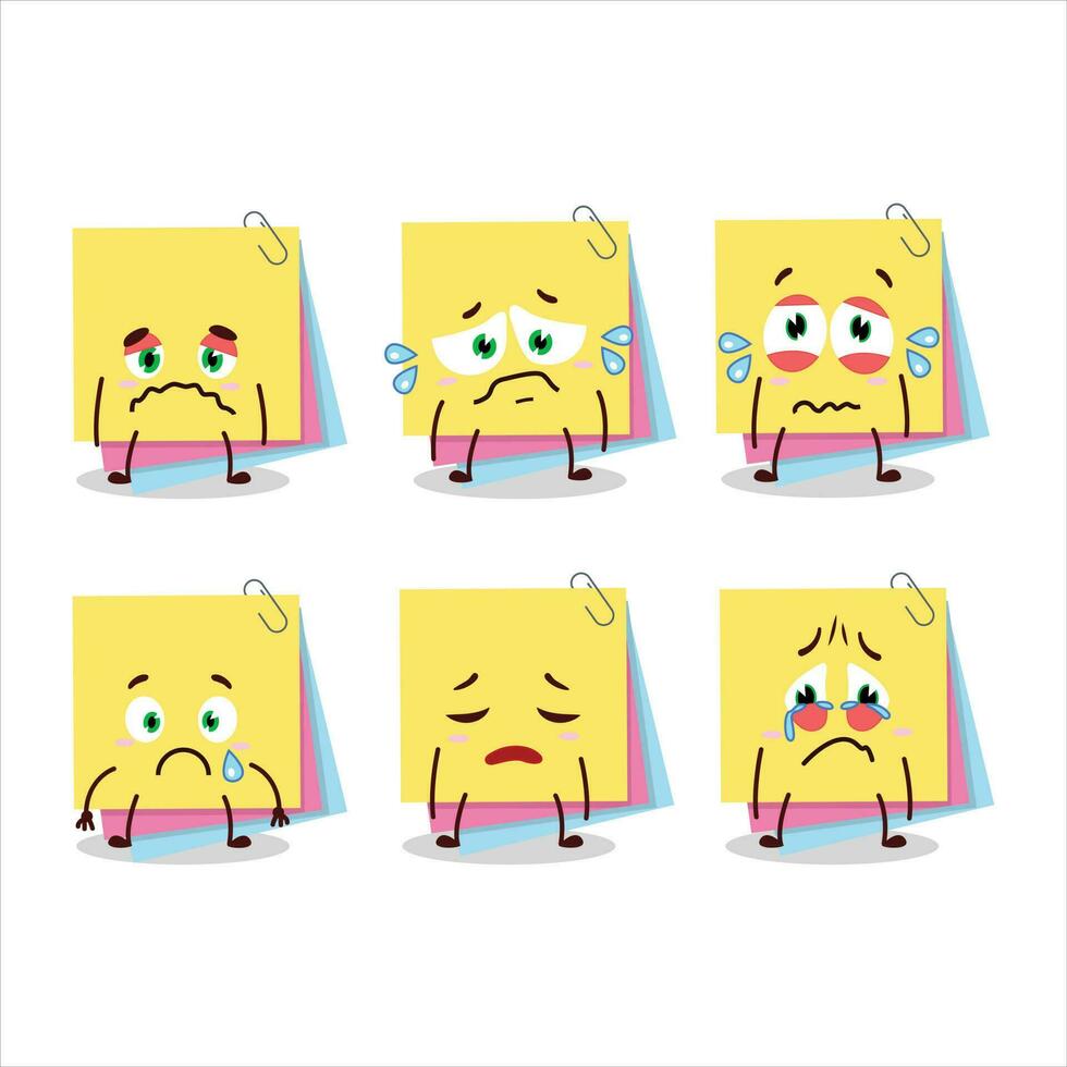 Sticky notes paper cartoon character with sad expression vector