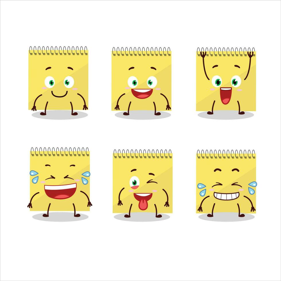 Cartoon character of spiral square yellow notebooks with smile expression vector