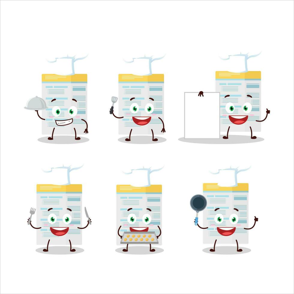 Cartoon character of filling form with various chef emoticons vector