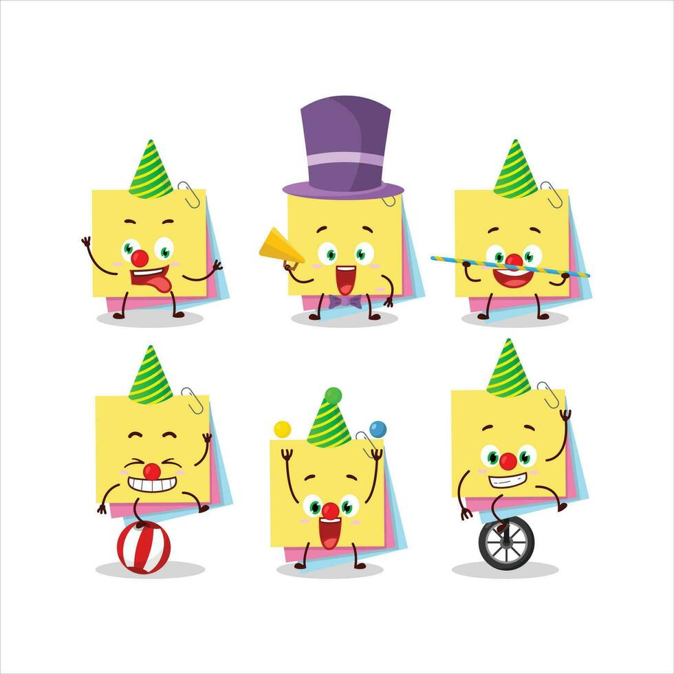 Cartoon character of sticky notes paper with various circus shows vector