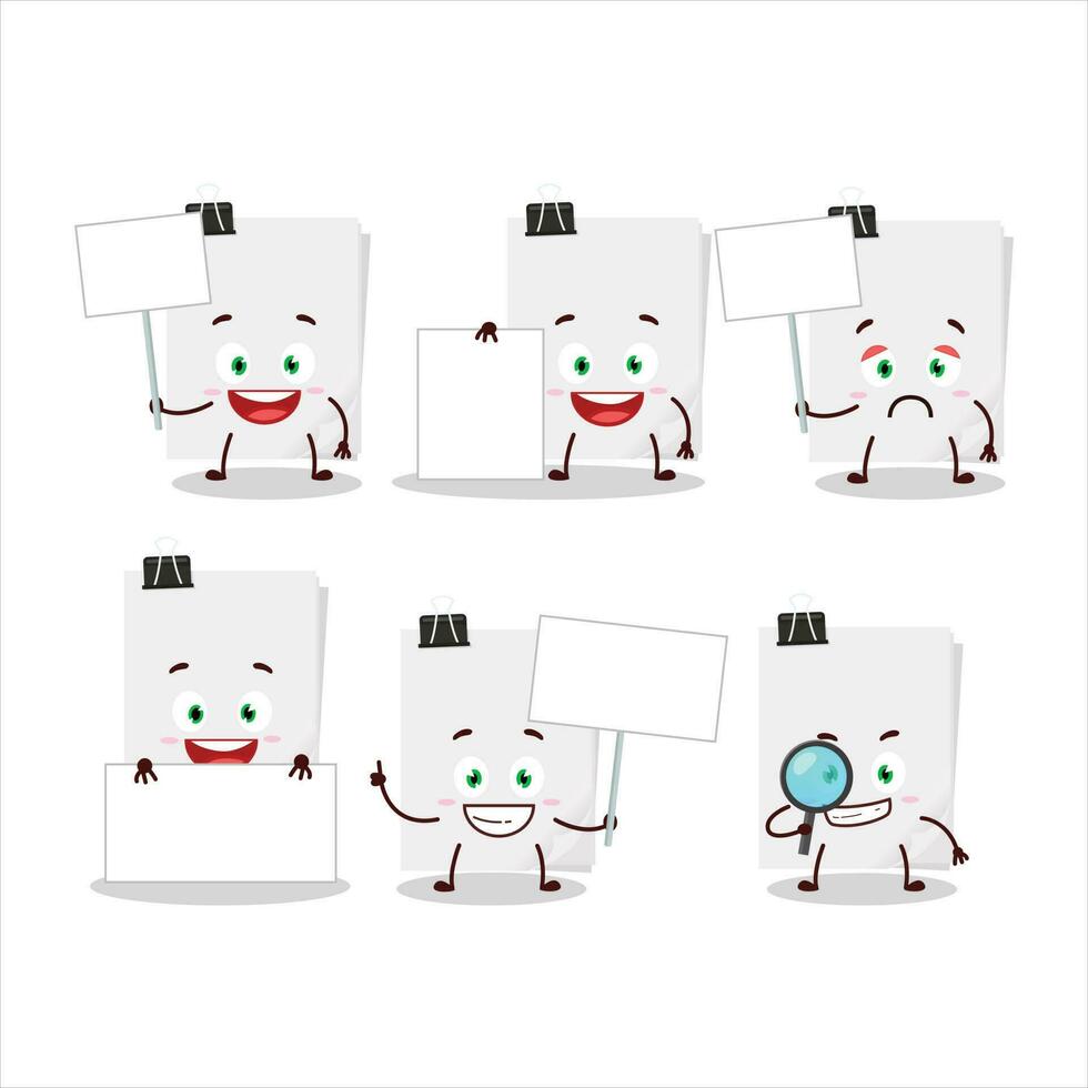 Sticky notes paper white cartoon character bring information board vector