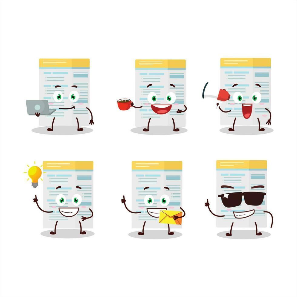 Filling form cartoon character with various types of business emoticons vector