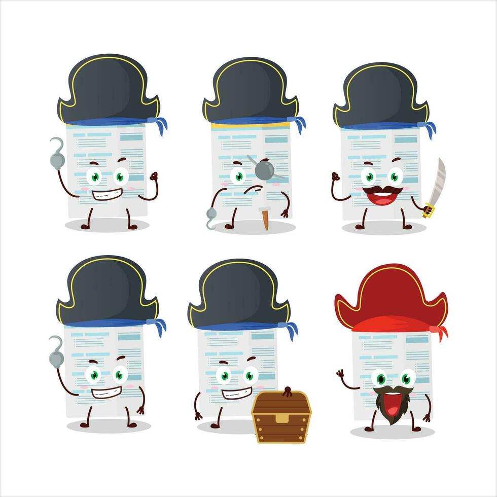 dibujos animados personaje de relleno formar con varios piratas emoticones vector