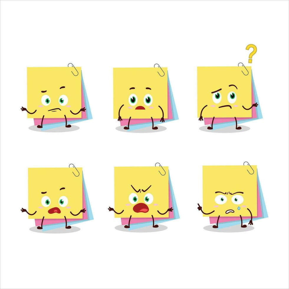 Cartoon character of sticky notes paper with what expression vector
