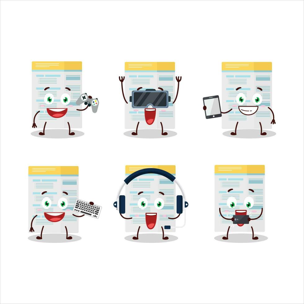 Filling form cartoon character are playing games with various cute emoticons vector