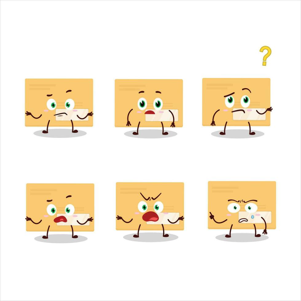 Cartoon character of brown rectangle envelope with what expression vector