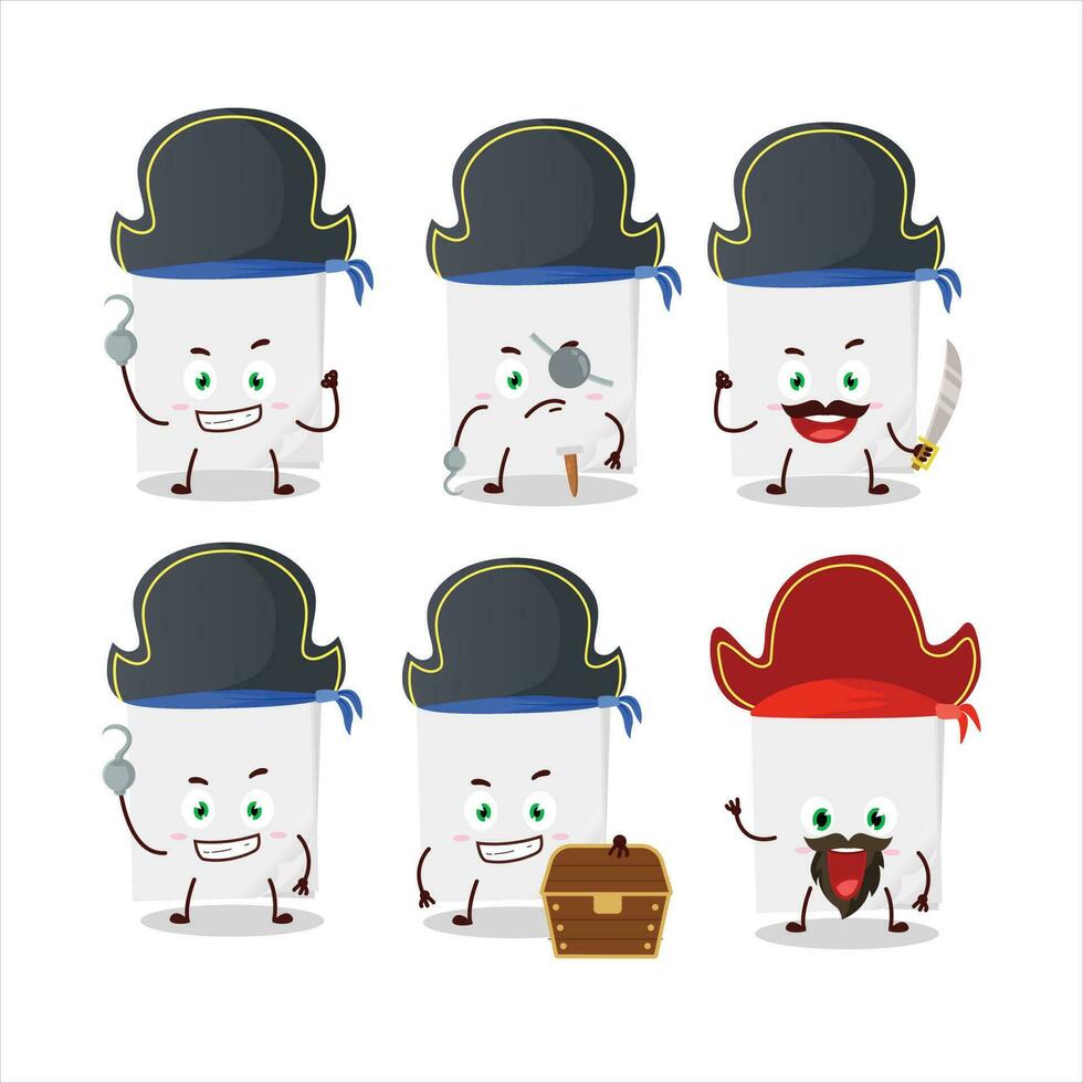 Cartoon character of sticky notes paper white with various pirates emoticons vector