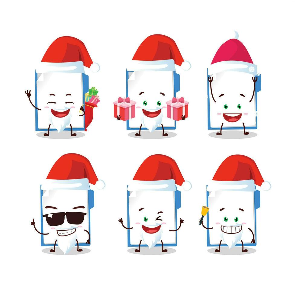 Santa Claus emoticons with blue manila folder cartoon character vector