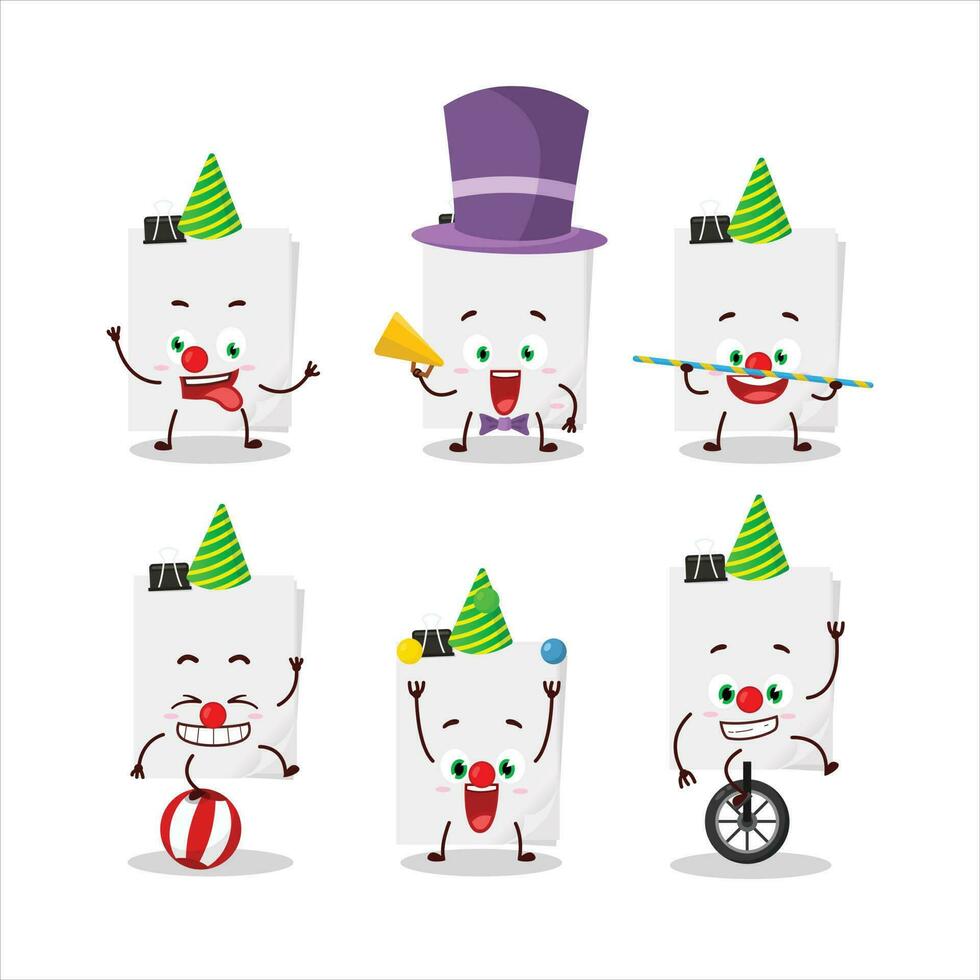 Cartoon character of sticky notes paper white with various circus shows vector