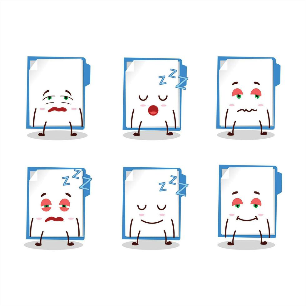 Cartoon character of blue manila folder with sleepy expression vector