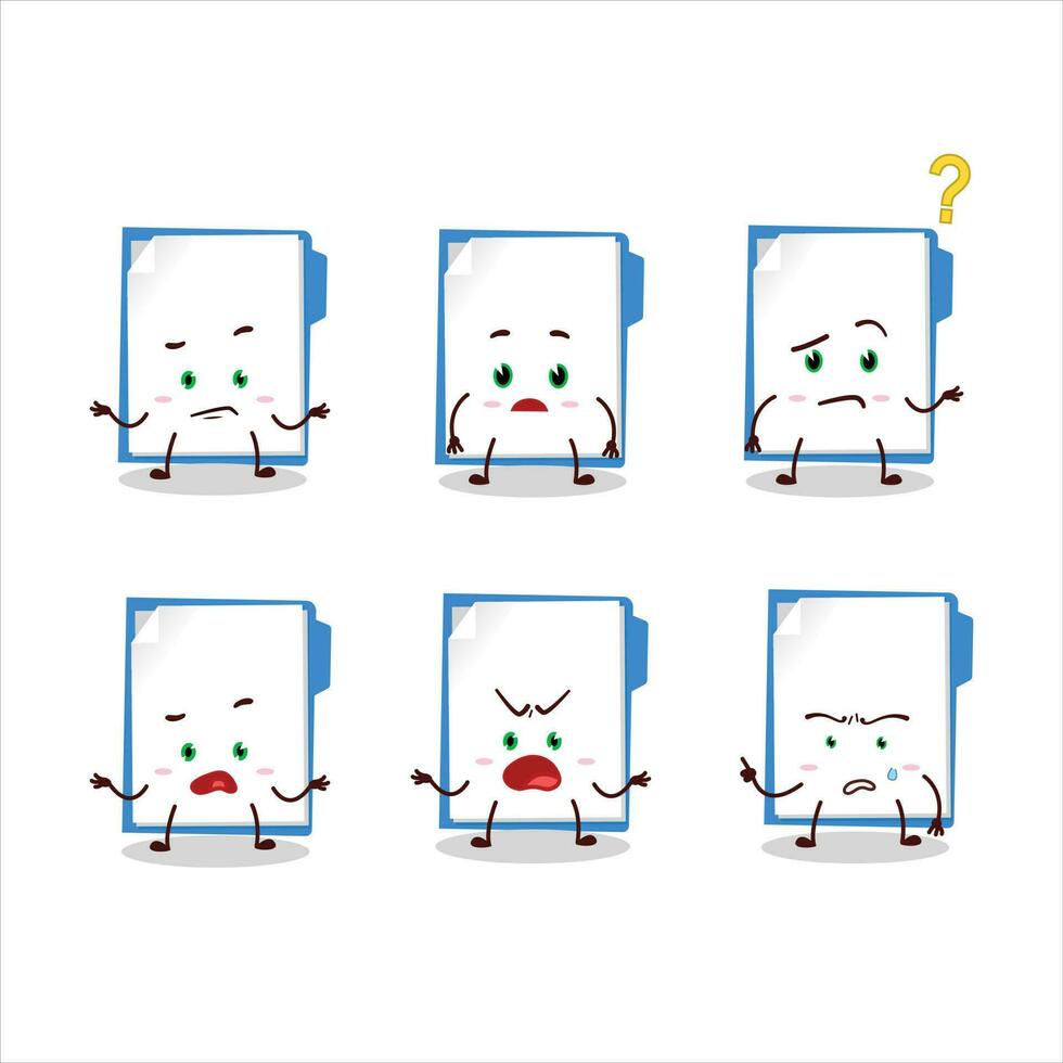 Cartoon character of blue manila folder with what expression vector