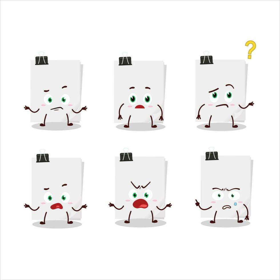 Cartoon character of sticky notes paper white with what expression vector