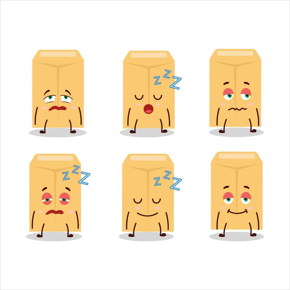 Cartoon character of brown envelope with sleepy expression vector