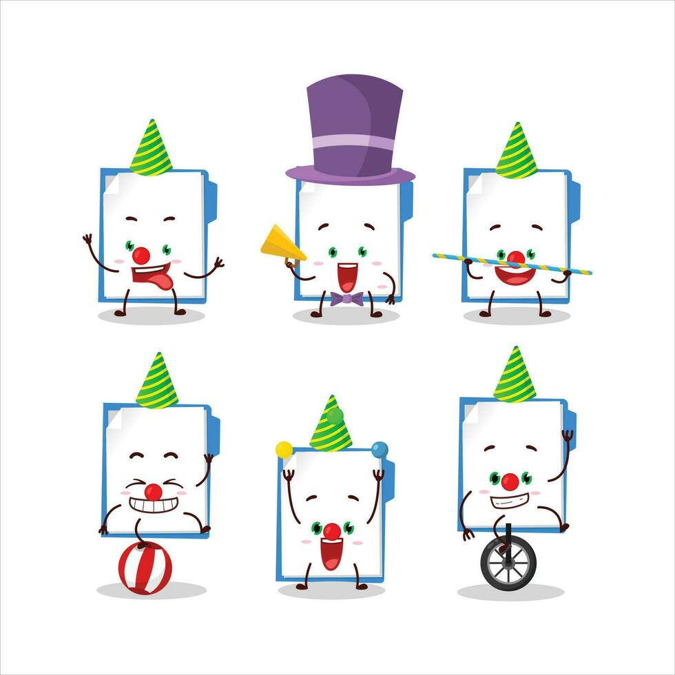 Cartoon character of blue manila folder with various circus shows vector