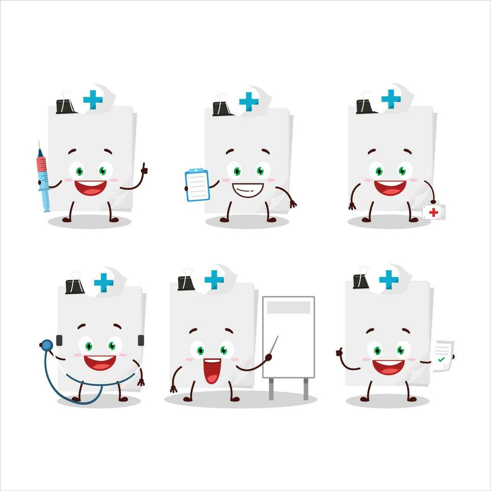 médico profesión emoticon con pegajoso notas papel blanco dibujos animados personaje vector