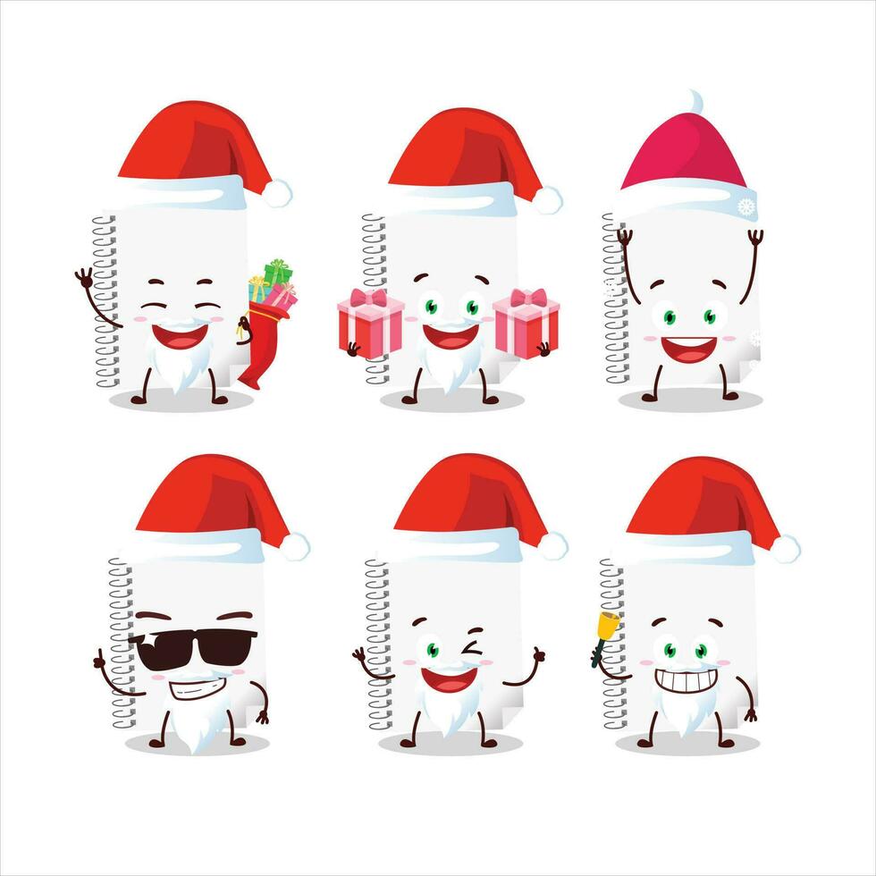 Santa Claus emoticons with spiral blank white notebooks cartoon character vector