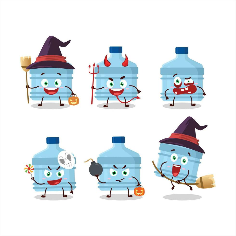 Halloween expression emoticons with cartoon character of gallon vector