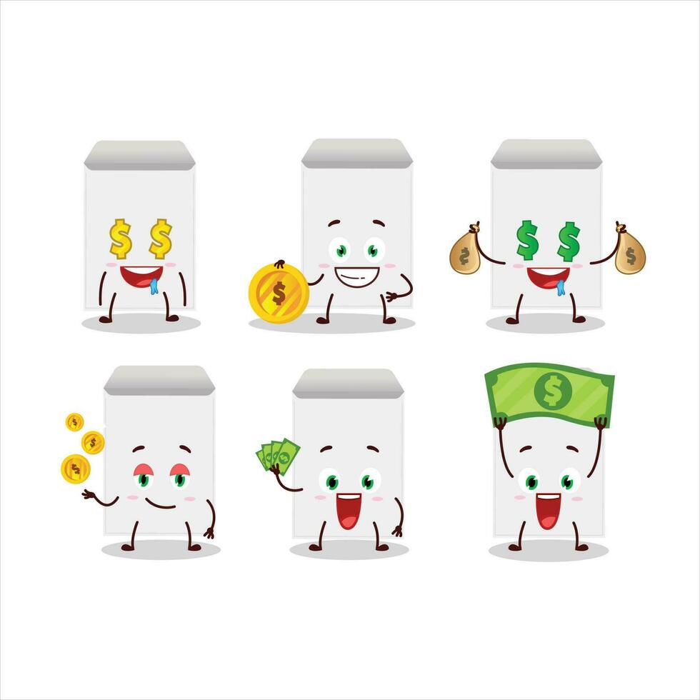 White envelope cartoon character with cute emoticon bring money vector