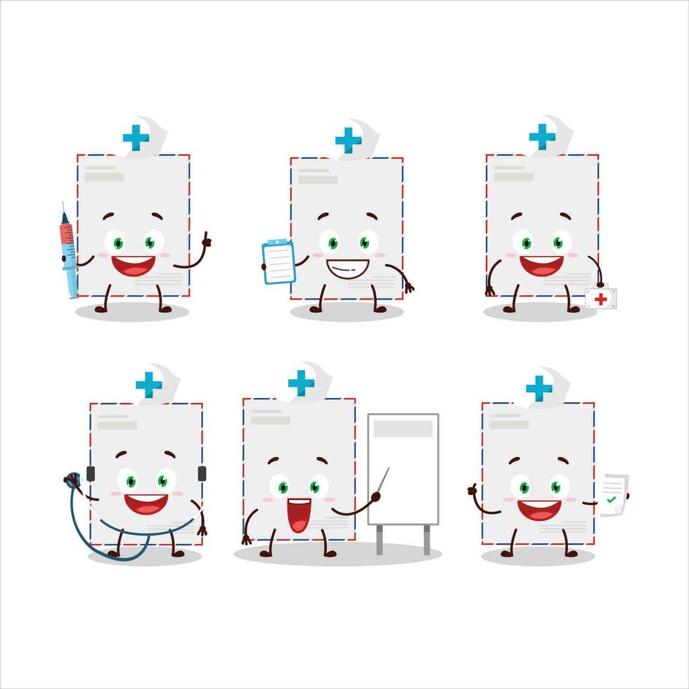 Doctor profession emoticon with standard envelope cartoon character vector