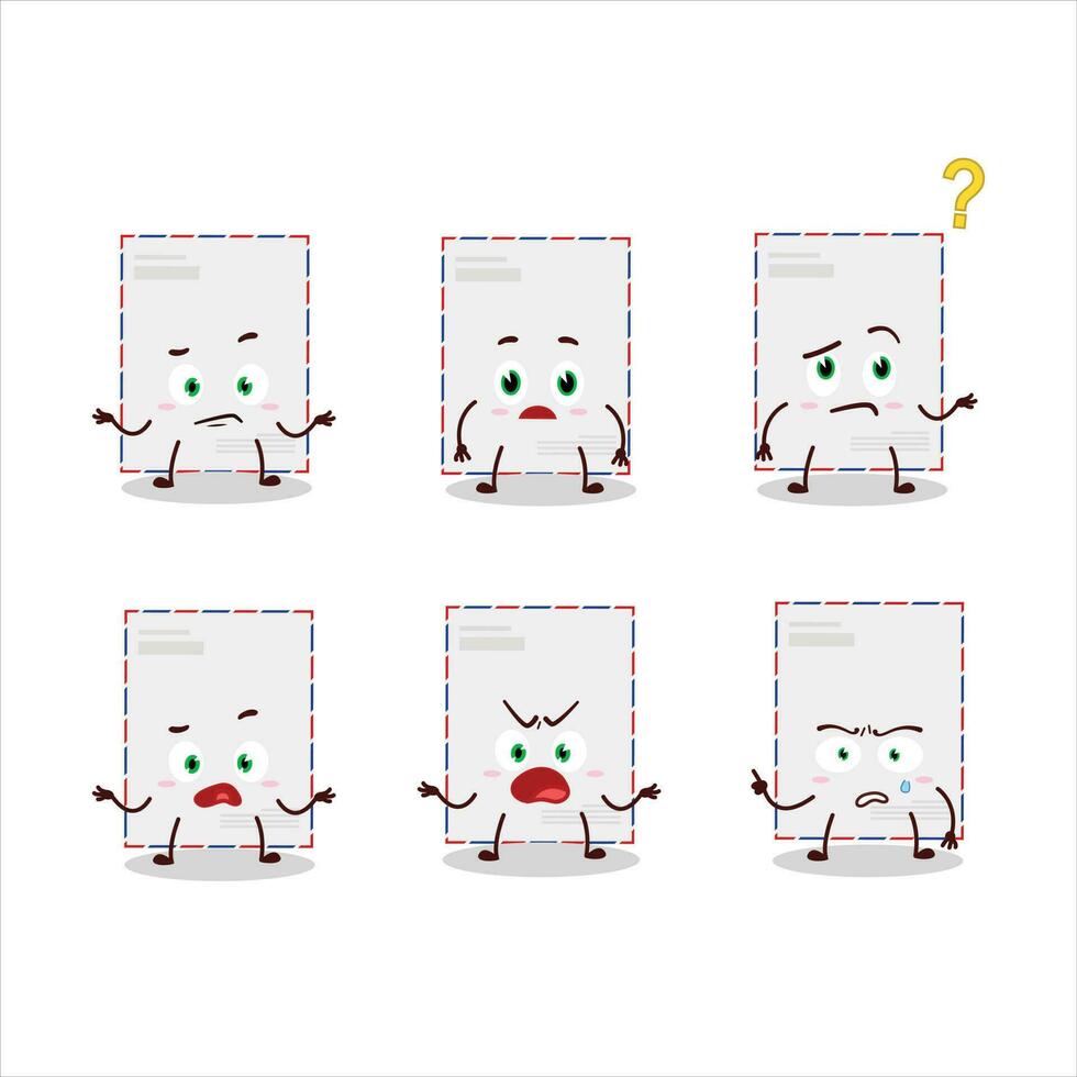 Cartoon character of standard envelope with what expression vector