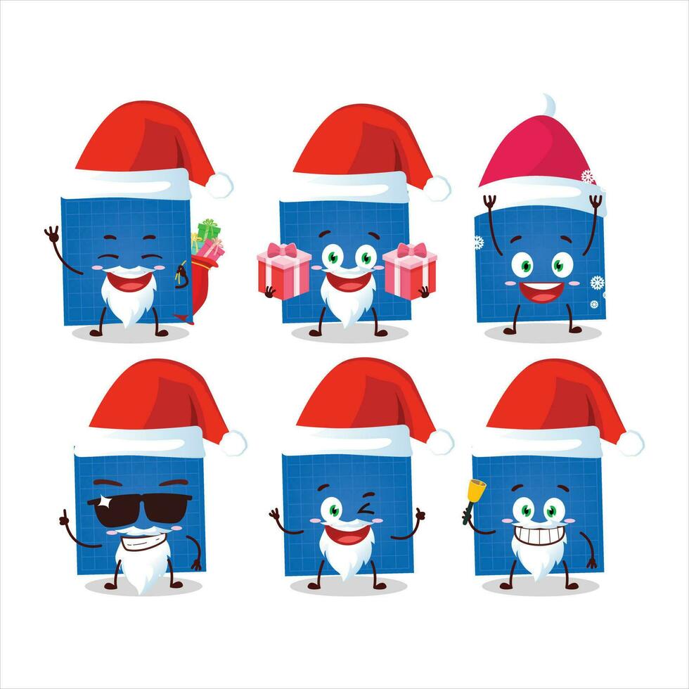 Santa Claus emoticons with blueprint paper cartoon character vector