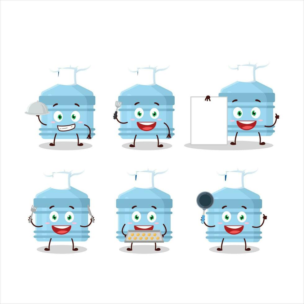 Cartoon character of gallon with various chef emoticons vector