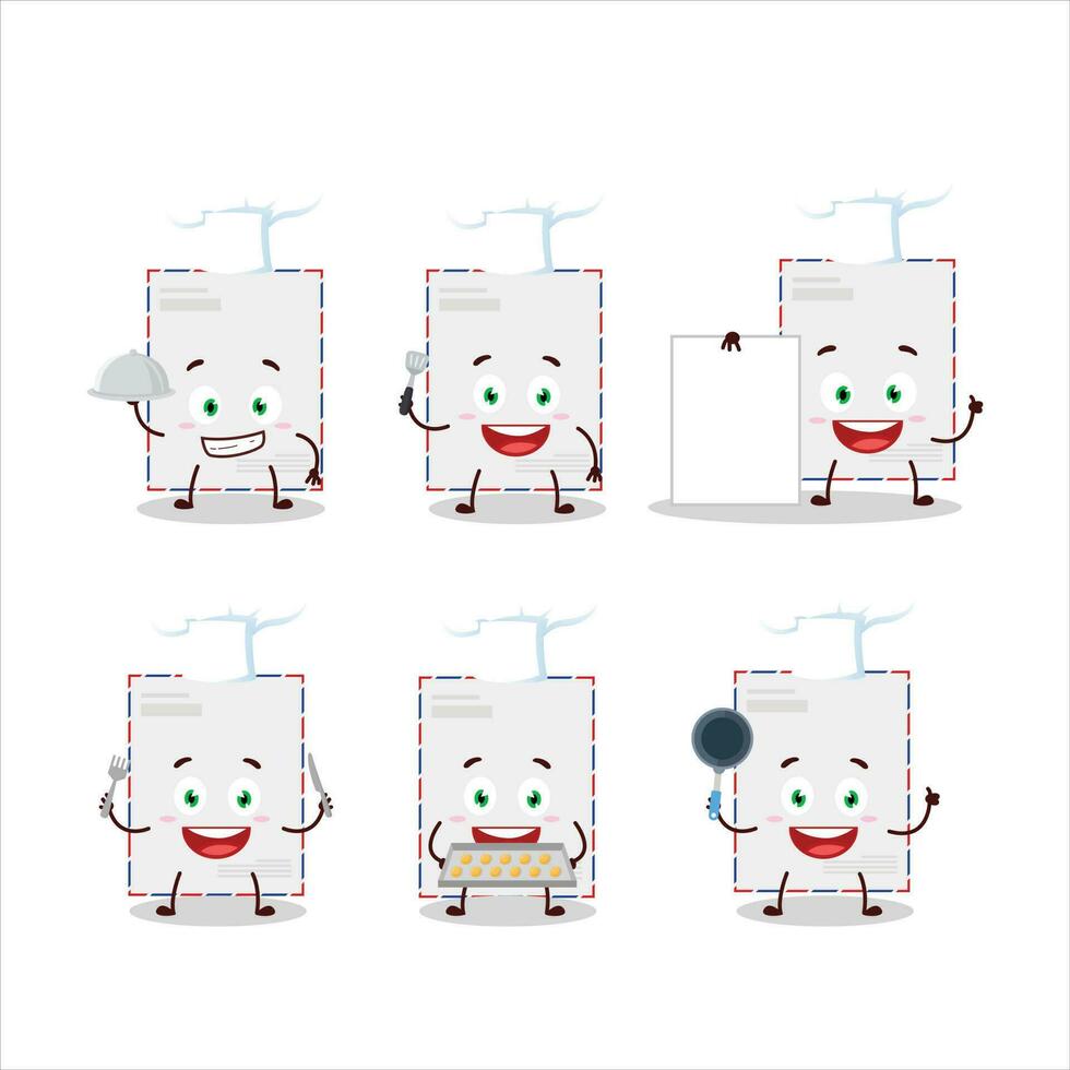 Cartoon character of standard envelope with various chef emoticons vector