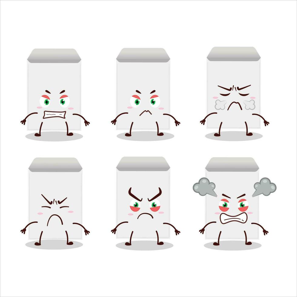 White envelope cartoon character with various angry expressions vector