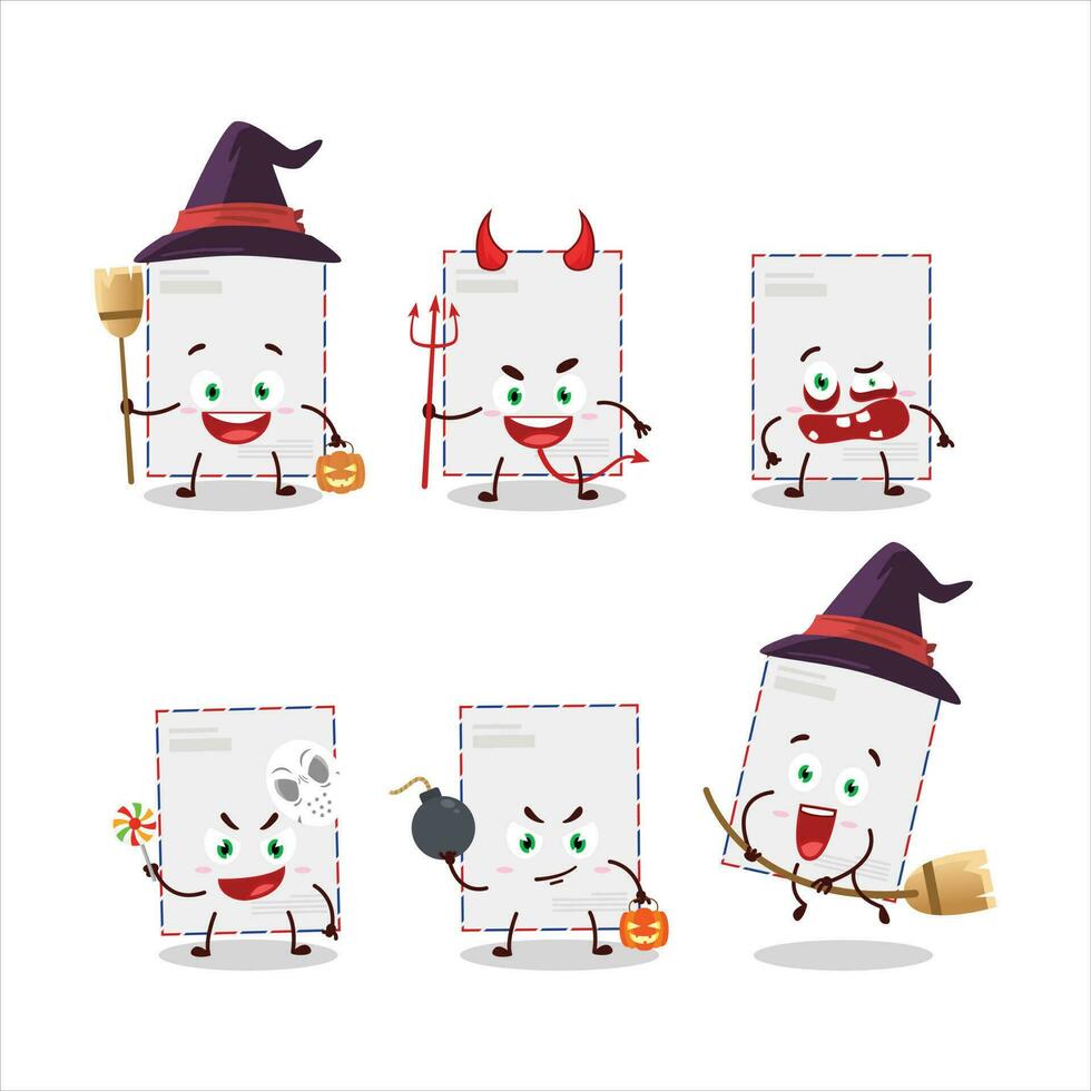 Halloween expression emoticons with cartoon character of standard envelope vector