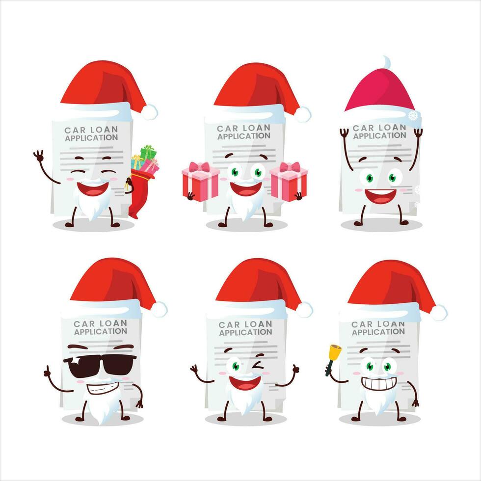 Santa Claus emoticons with car loan application cartoon character vector