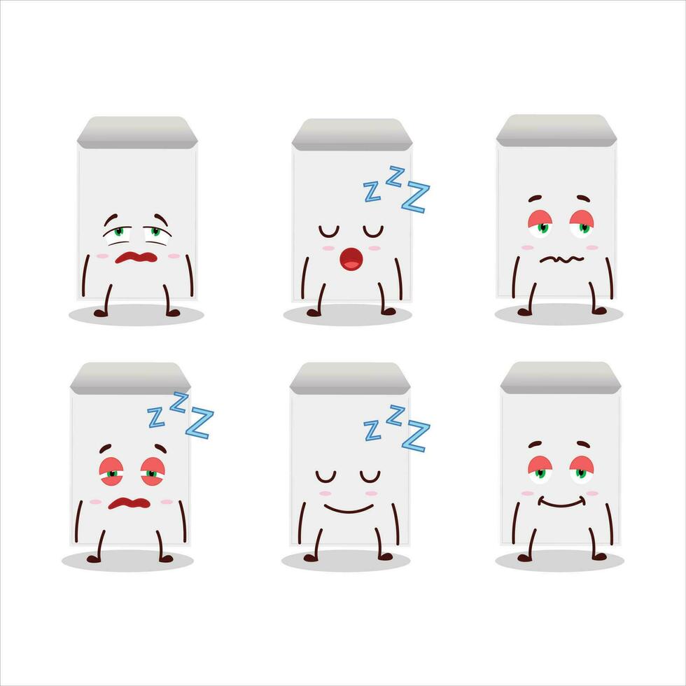 Cartoon character of white envelope with sleepy expression vector