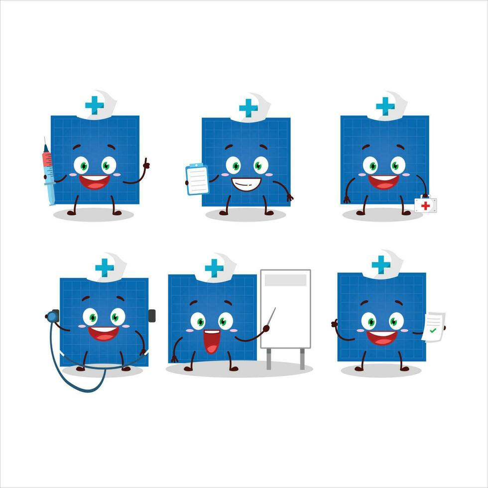 Doctor profession emoticon with blueprint paper cartoon character vector