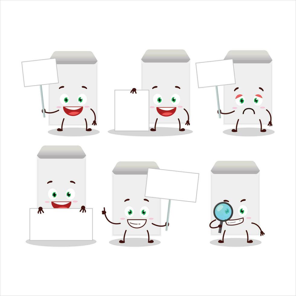 White envelope cartoon character bring information board vector