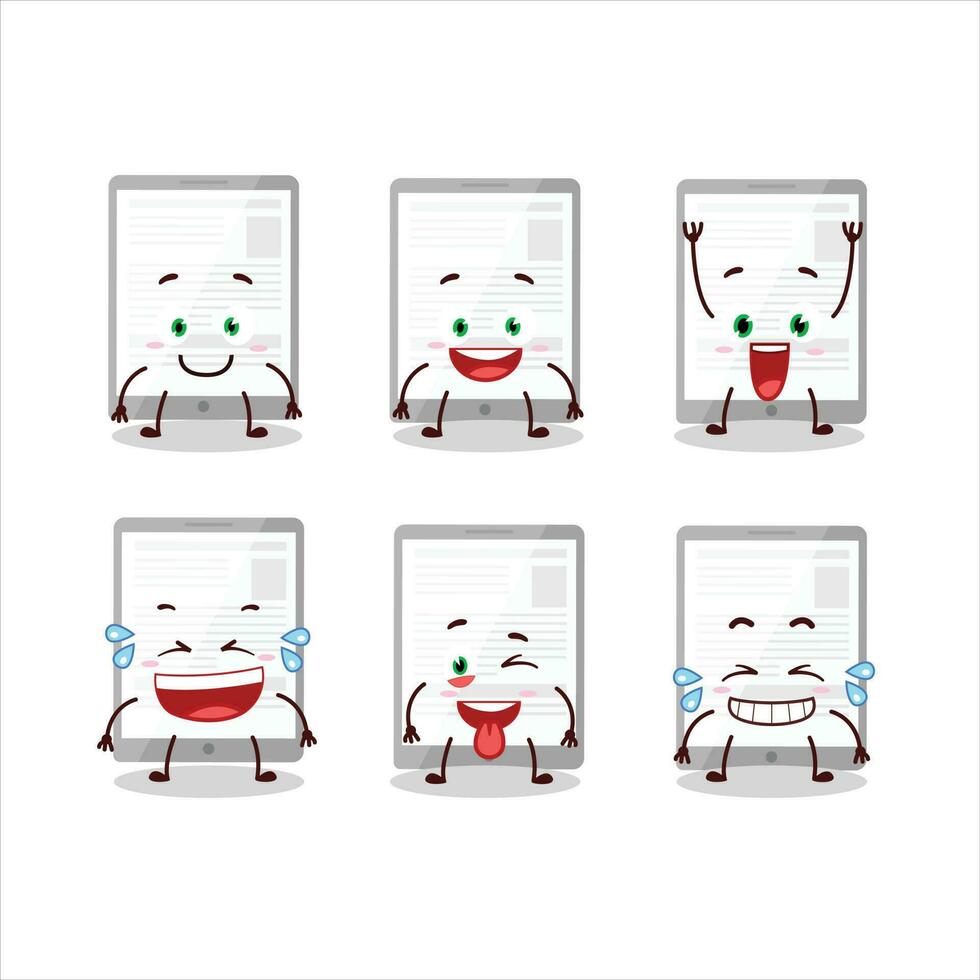 Cartoon character of news in tablet with smile expression vector